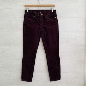 J.Crew - Dark raisin purple tapered cropped corduroy pants, sz 26